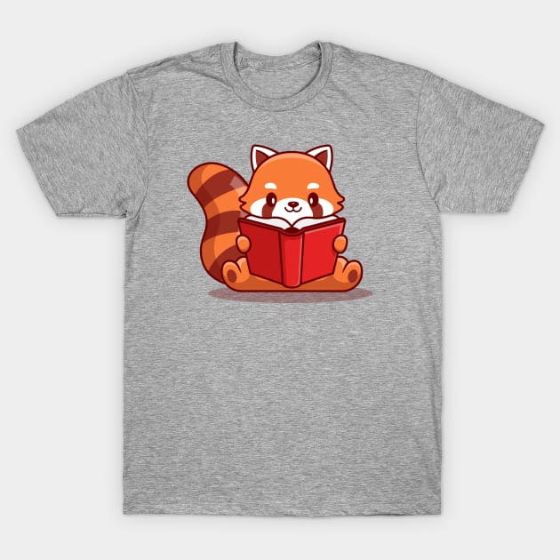 Cute Red Panda Reading Book T-Shirt by Catalyst Labs